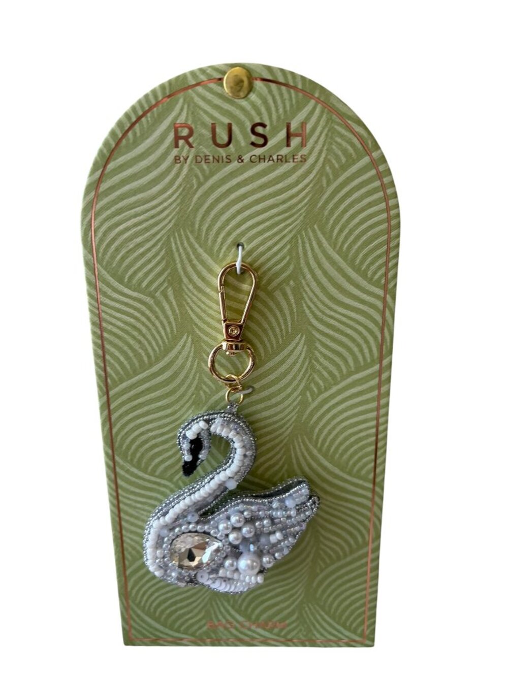Rush by Denis & Charles Beaded Intricate Beadwork Swan Bag Charm